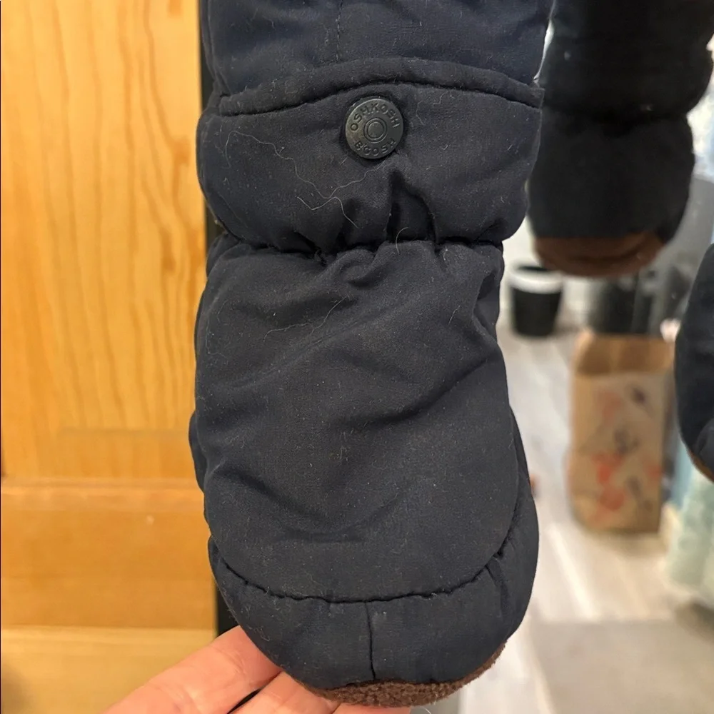 OshKosh B'gosh Navy Quilted Footed One-Piece Snowsuit with Brown Trim